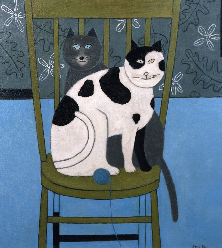 Painting by Doris Lee, Two Cats